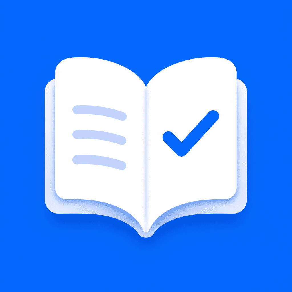 ClearWords Dictionary app icon with a book and checkmark